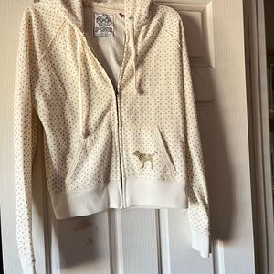 Victoria Secret PINK hoodie beige with gold little hearts, some wear at cuffs
